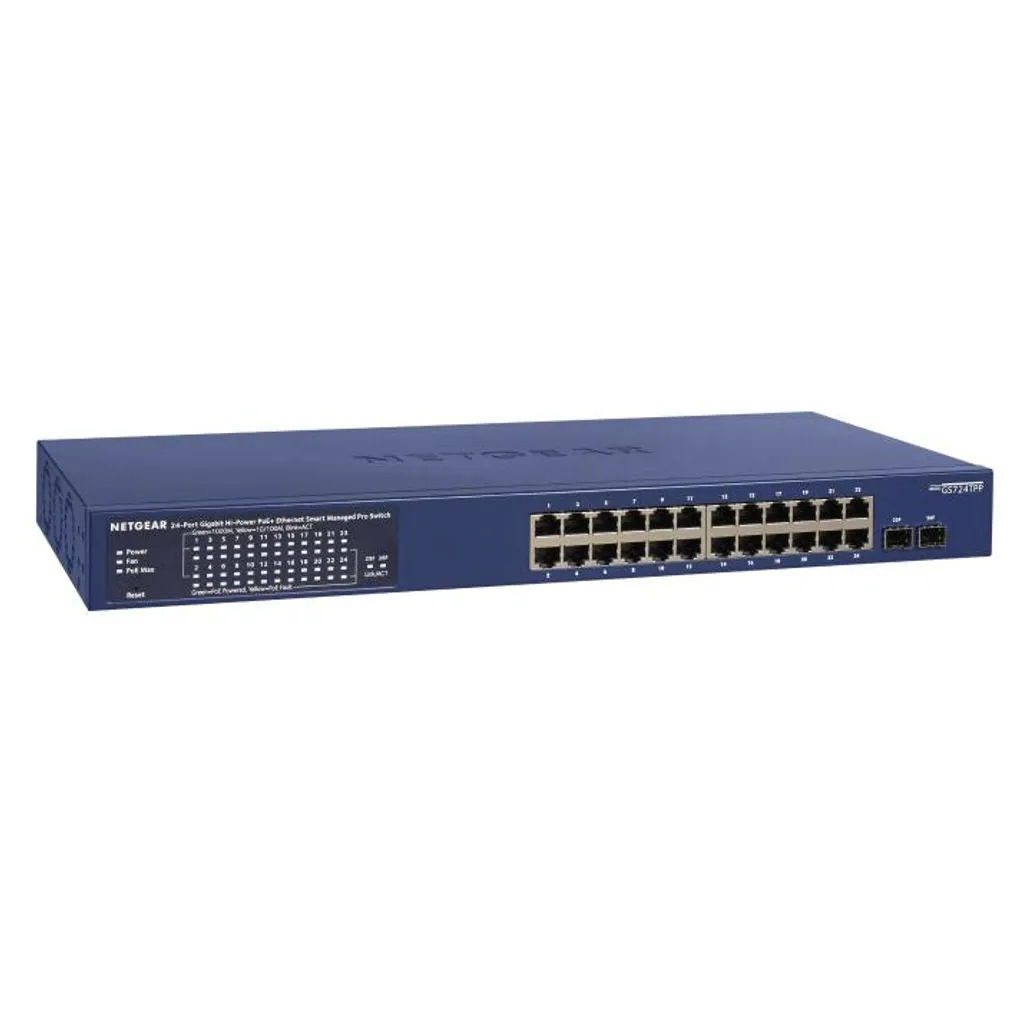 Netgear 24 Port Gigabit Ethernet PoE  Smart Switch With 2 SFP Port 380 W GS724TPP