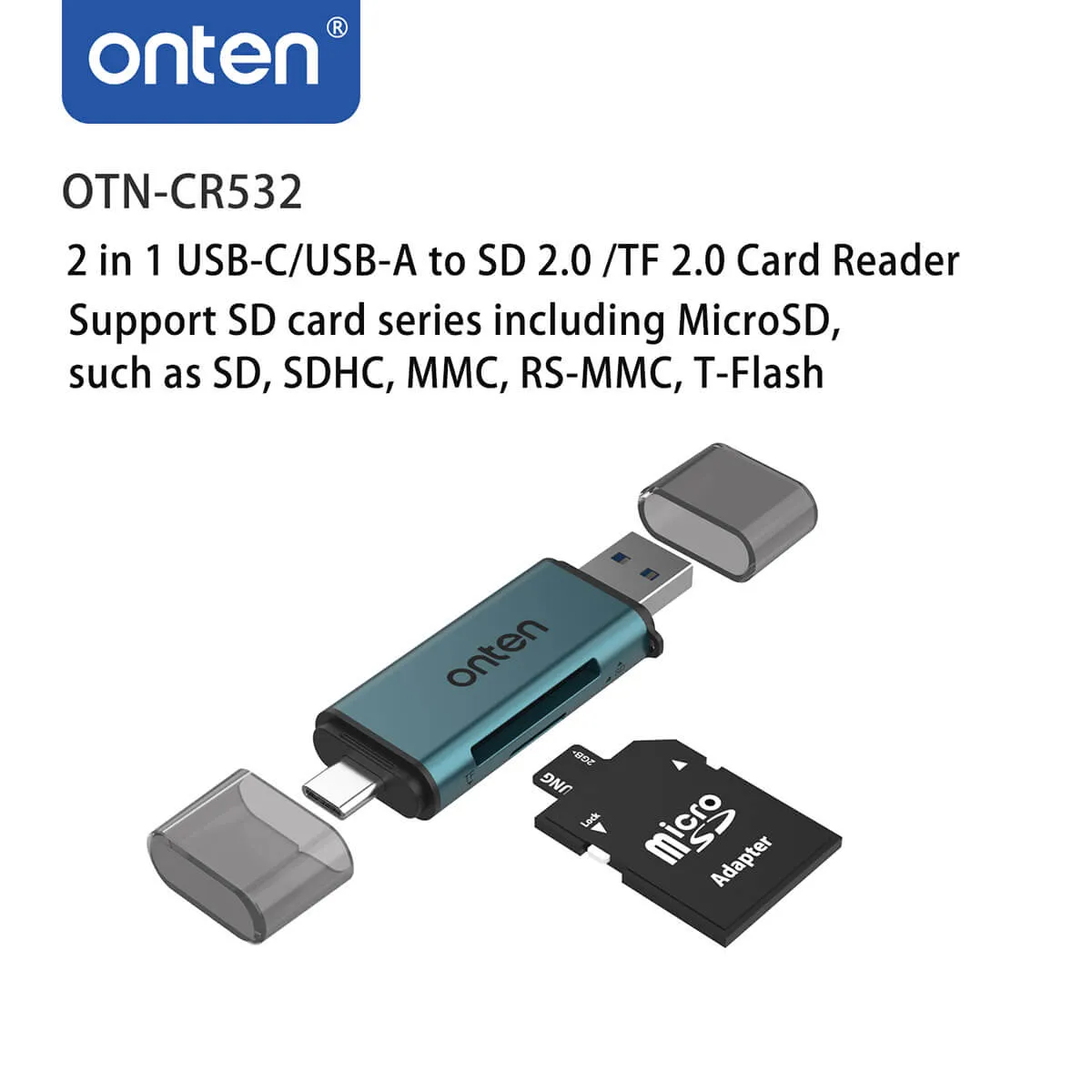 Onten CR532 USB 2 in 1 SD2.0/TF2.0 Card Reader