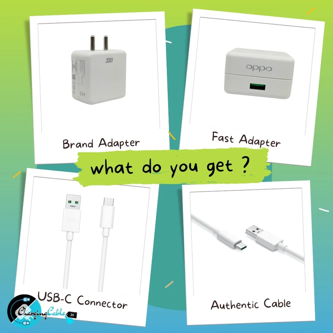 Oppo F19 4 Amp Type-C  Vooc Charger With C-Type Cable