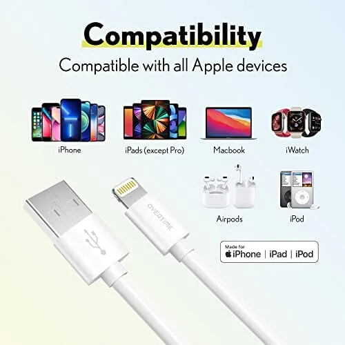 Overtime iPhone Lightning Cable MFI Certified 1ft Iphone Charger Cord