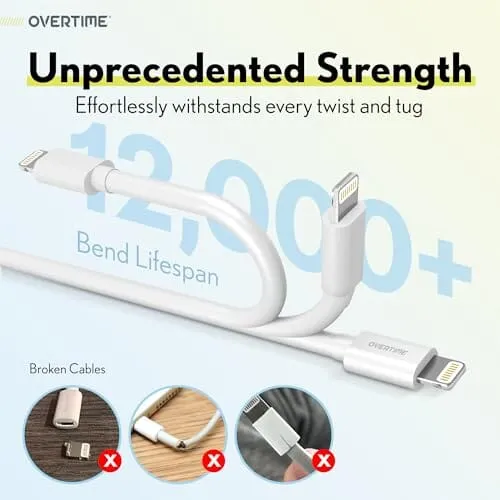 Overtime iPhone MFI Certified 10ft USB-C to Lightning Charging Cable