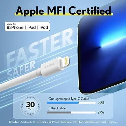 Overtime iPhone MFI Certified 10ft USB-C to Lightning Charging Cable