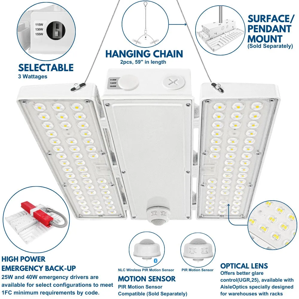 PAVO II LED Bay Light - 155W/130W/115W - 23,250 lumens - 120-277V - 5000K - 400W Metal Halide Equal