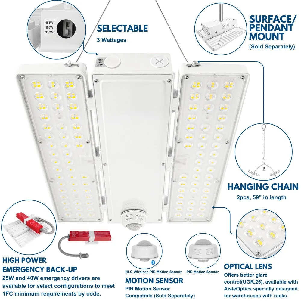 PAVO III LED High Bay Light - 210W - 3 Watts Selectable - 31,290 Lumens - 277-480V - 5000K/4000K Selectable - 600W Equal