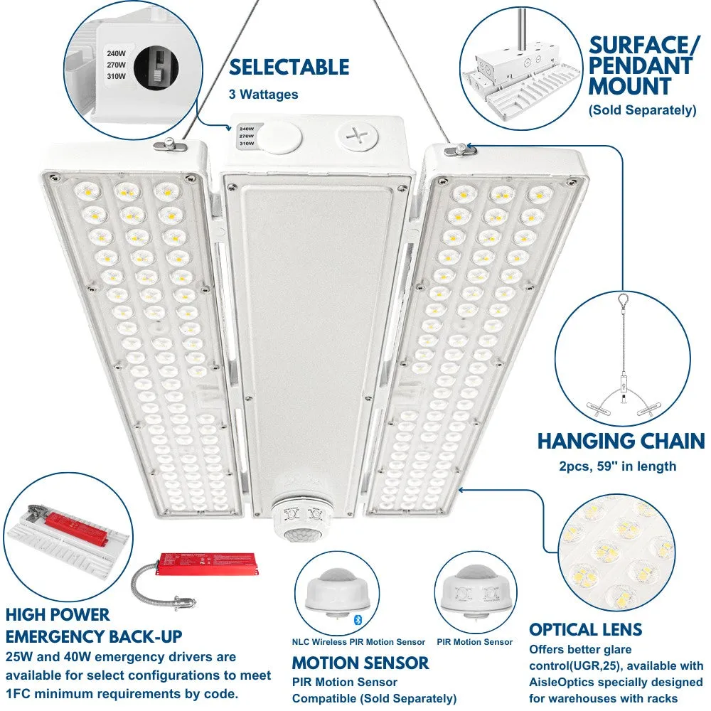 PAVO IV LED High Bay Light - 310W/270W/240W - 46,500 lumens - 120-277V - 5000K - 1000W Metal Halide Equal