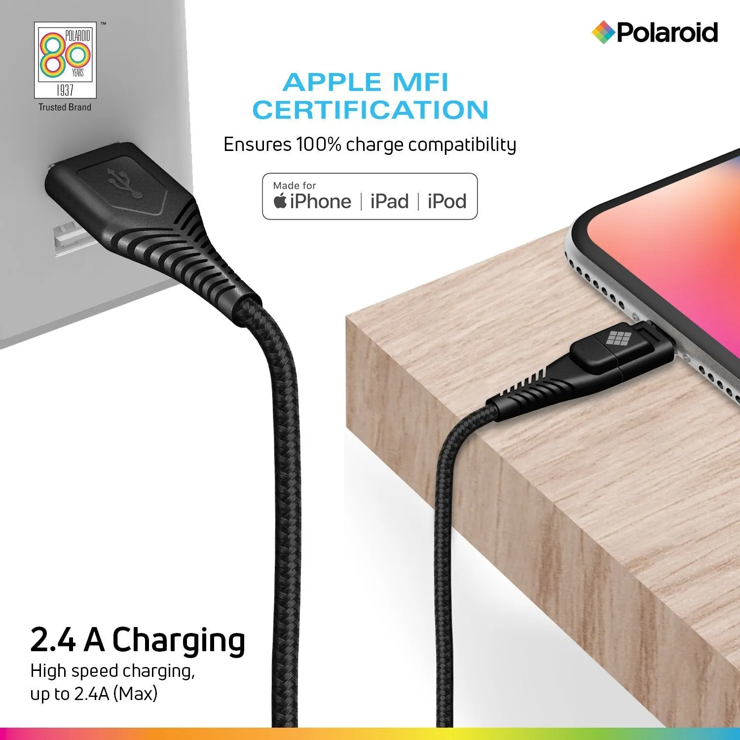 Polaroid Apple MFi Certified 5 Ft. Lightning Cable