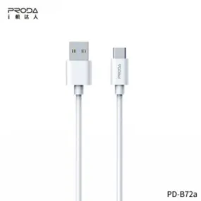 PRODA (PD-B72A) BACO SERIES 2.4A CHARGING CABLE FOR TYPE-C (1M) - White