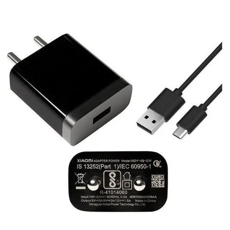 Redmi 10A Fast 10W Mobile Charger 2 Amp With Data Cable Black