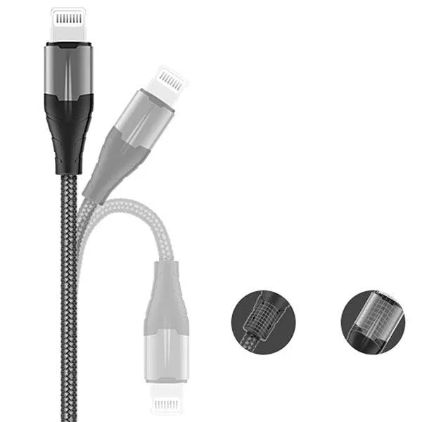 RockRose Knight CL 20W PD Quick Charge Type-C To Lightning Cable Black Grey 1 meter-H5E3
