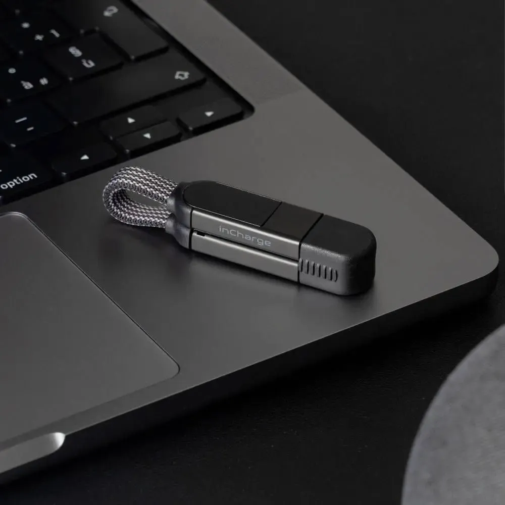 Rolling Square inChargeX  100W 6-in-1 5.5" Keychain Cable - Lava Black