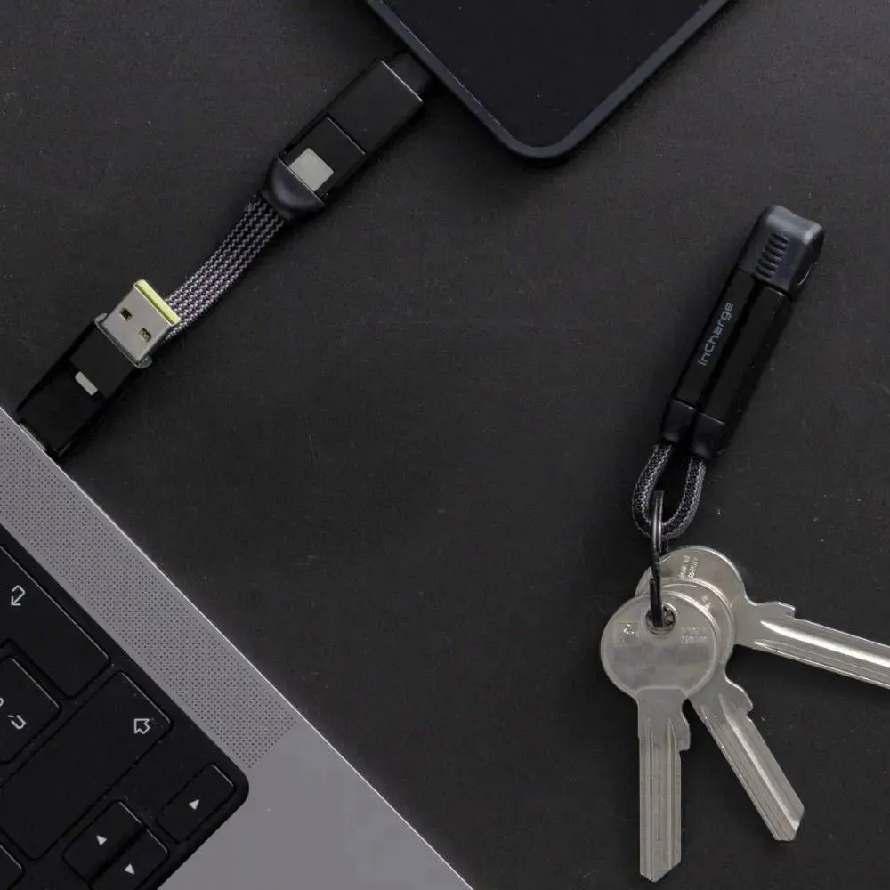 Rolling Square inChargeX  100W 6-in-1 5.5" Keychain Cable - Lava Black