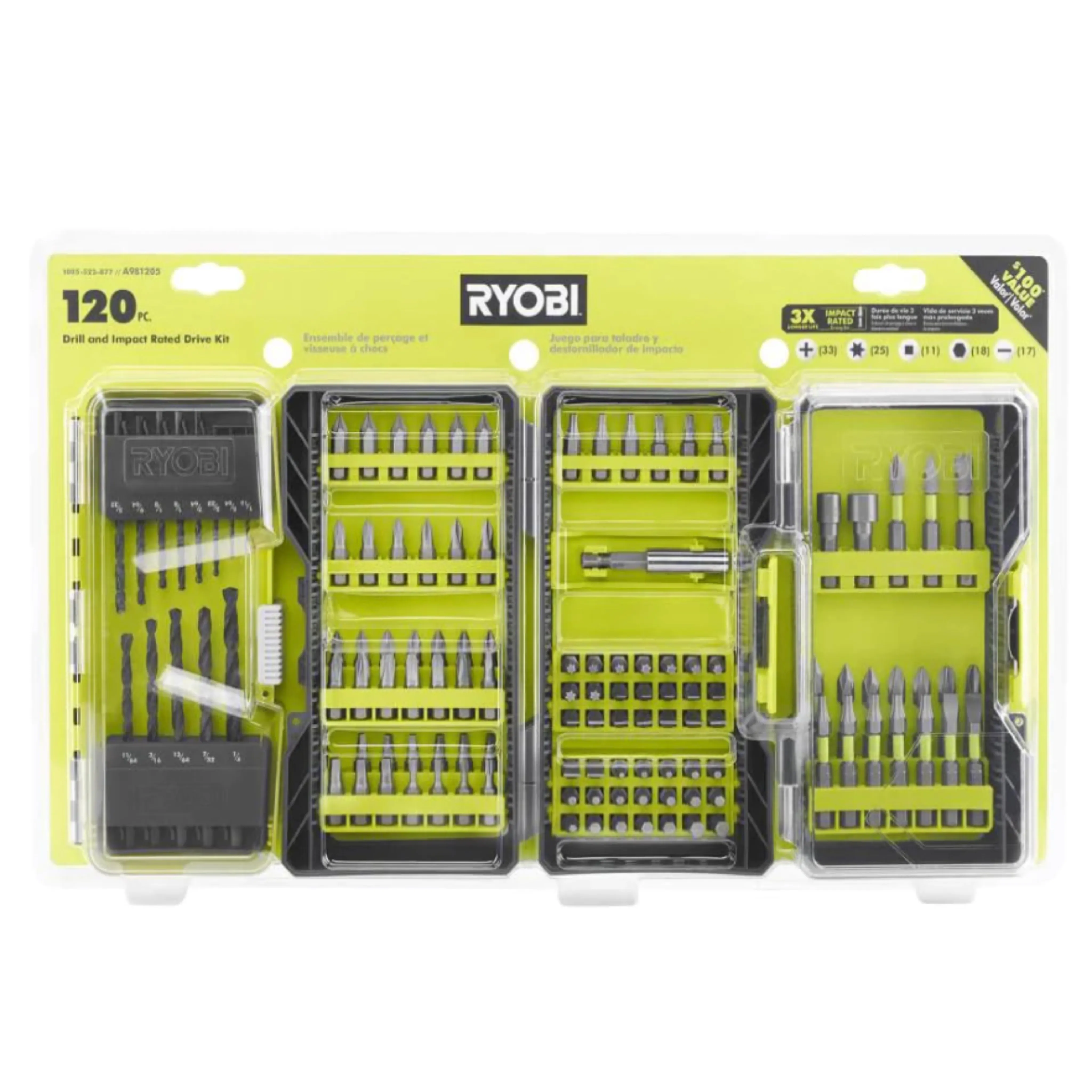 RYOBI 120-Piece Drill and Impact Rated Drive Kit