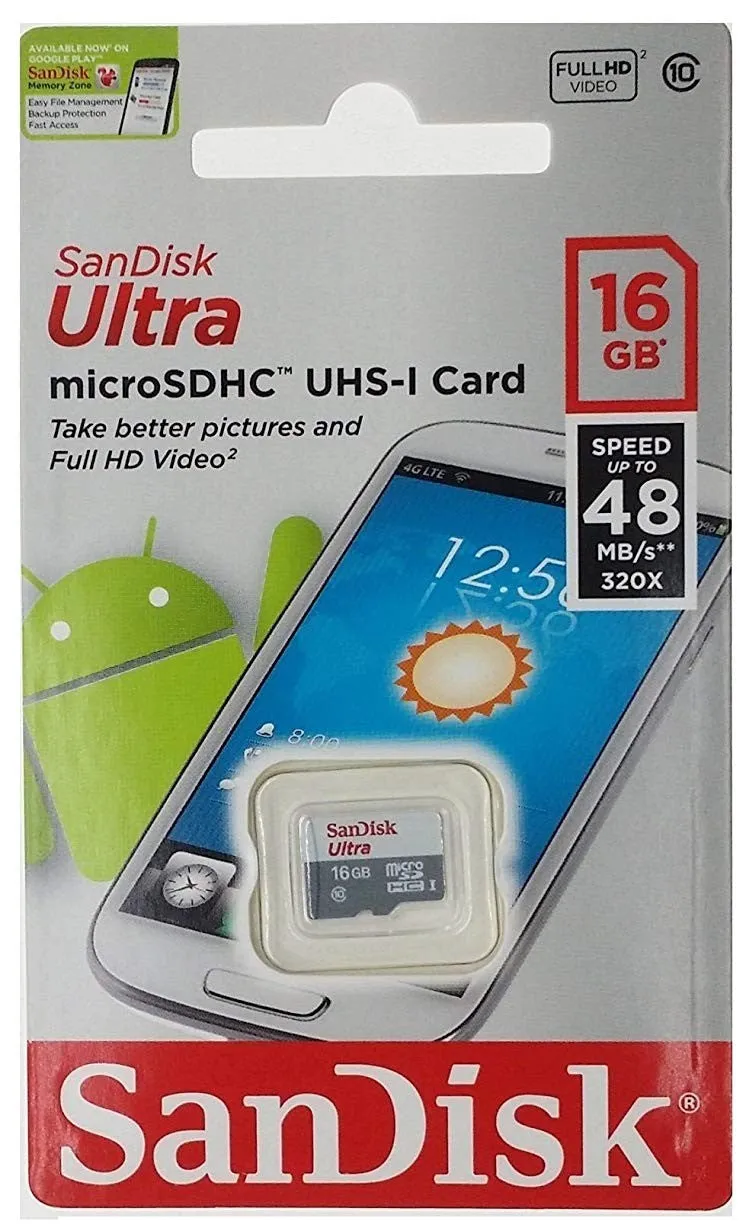 SanDisk 16GB microSDHC Ultra Memory Card