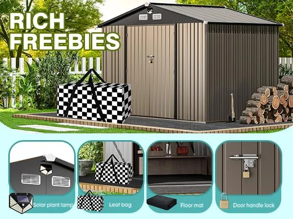 SANNWSG Metal Storage Shed,Outdoor Storage Building 8x6,Large Backyard Sheds with Lockable Doors,Waterproof Outside Storage Sheds