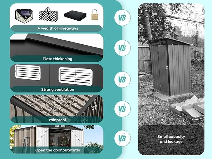 SANNWSG Metal Storage Shed,Outdoor Storage Building 8x6,Large Backyard Sheds with Lockable Doors,Waterproof Outside Storage Sheds