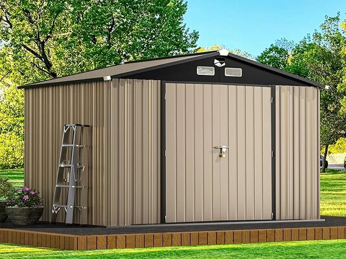 SANNWSG Metal Storage Shed,Outdoor Storage Building 8x6,Large Backyard Sheds with Lockable Doors,Waterproof Outside Storage Sheds