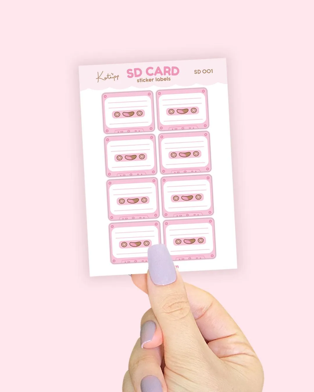 SD Card Sticker Labels | Retro Cassette Organiser Stickers | Pastel Planner Accessories