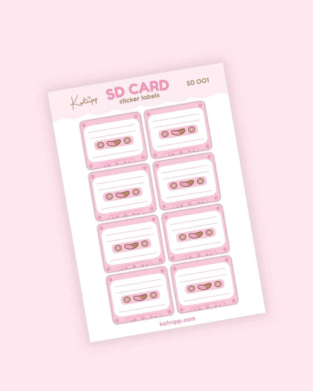 SD Card Sticker Labels | Retro Cassette Organiser Stickers | Pastel Planner Accessories