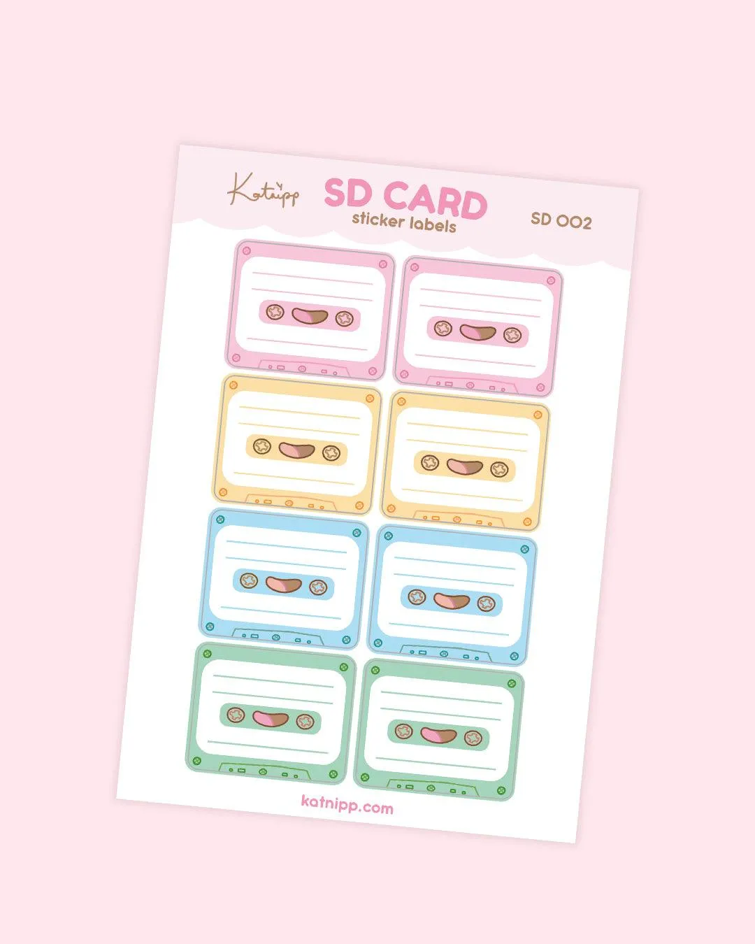 SD Card Sticker Labels | Retro Cassette Organiser Stickers | Pastel Planner Accessories