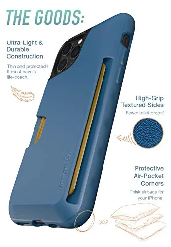 Smartish iPhone 11 Pro Wallet Case - Wallet Slayer Vol. 1 [Slim   Protective] Credit Card Holder (Silk) - Blues on The Green