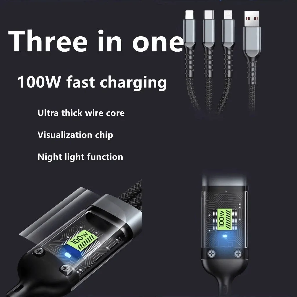 Soloffer 3 In 1 Fast Charging Cable 100W - SH81