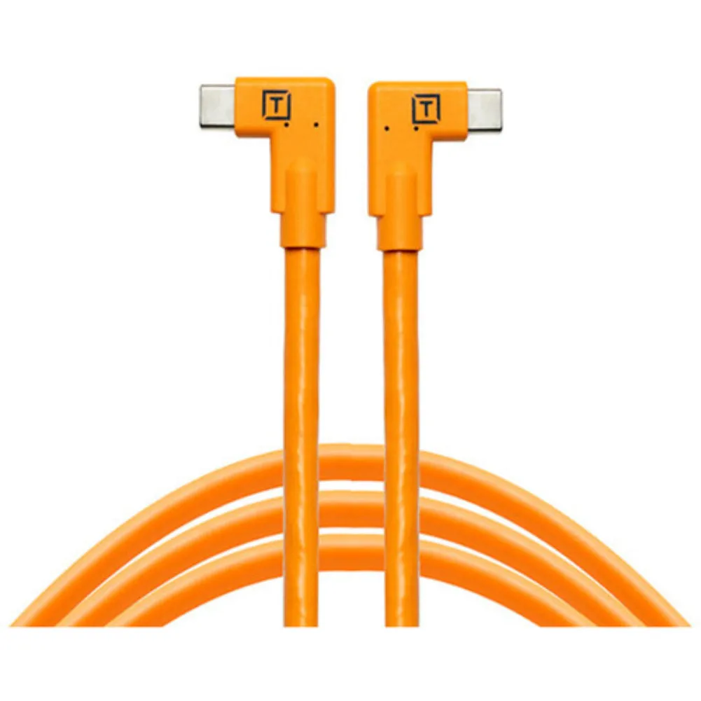 Tether Tools TetherGuard LeverLock Plate & TetherPro Dual Right-Angle USB-C Cable Kit (15', High-Visibility Orange) - Bundle