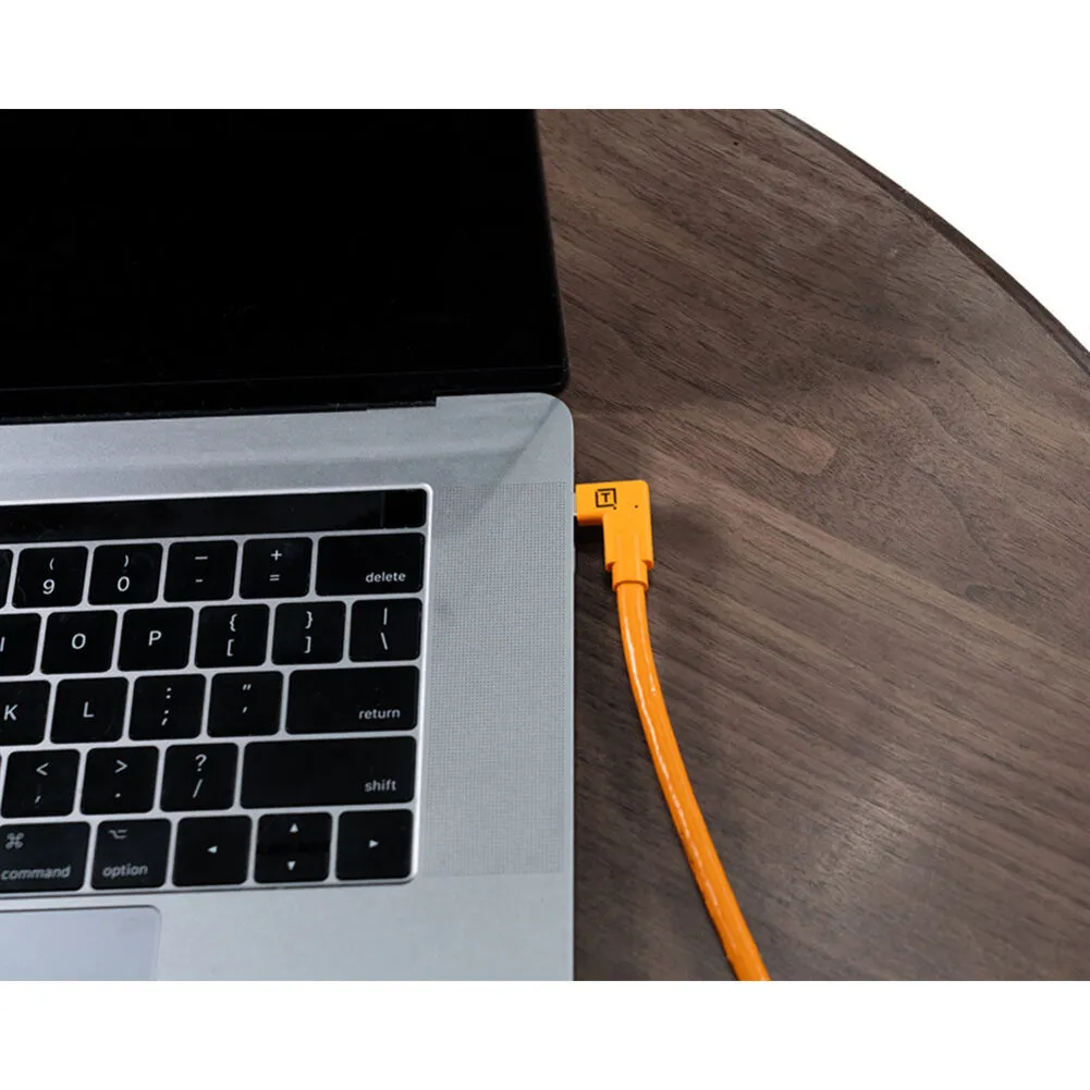 Tether Tools TetherGuard LeverLock Plate & TetherPro Dual Right-Angle USB-C Cable Kit (15', High-Visibility Orange) - Bundle