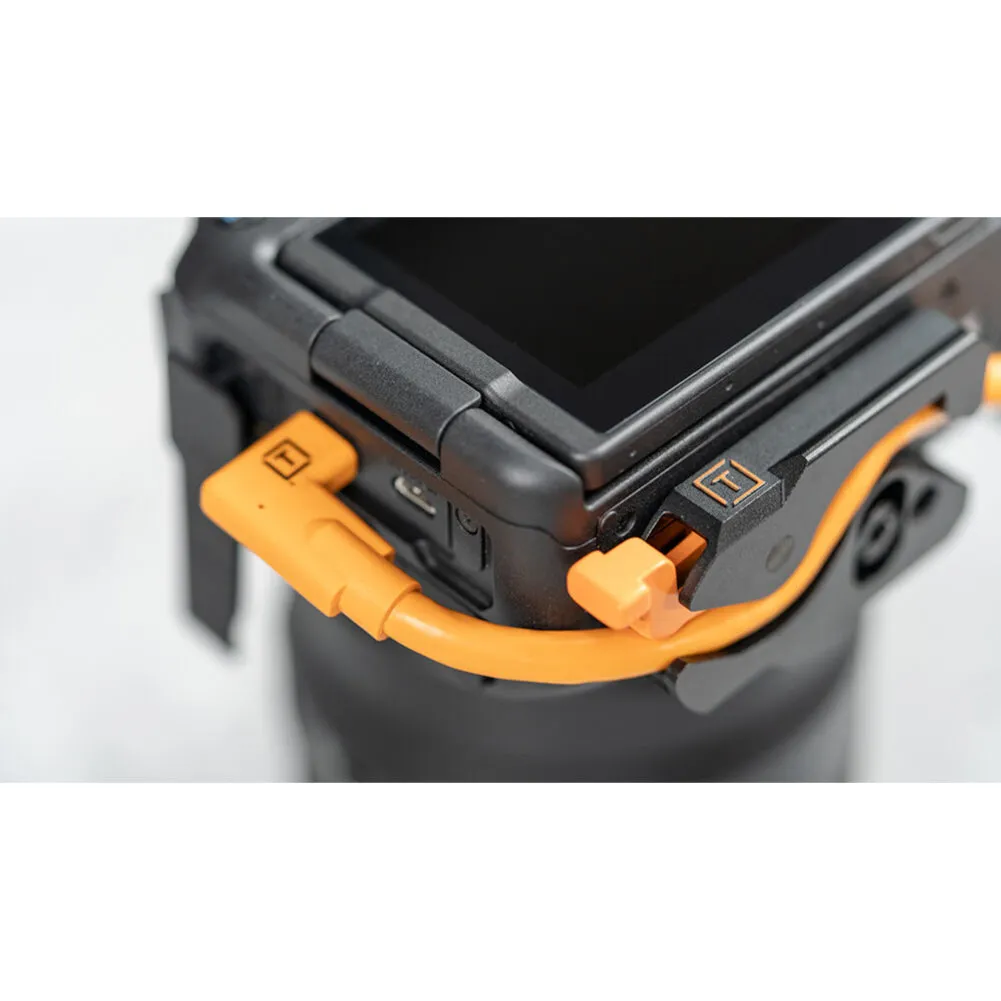 Tether Tools TetherGuard LeverLock Plate & TetherPro USB-C to Right-Angle USB-C Cable Kit (15', High-Visibility Orange) - Bundle