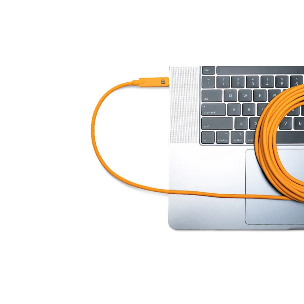 Tether Tools TetherGuard LeverLock Plate & TetherPro USB-C to Right-Angle USB-C Cable Kit (15', High-Visibility Orange) - Bundle