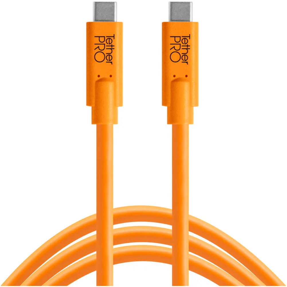 Tether Tools TetherGuard LeverLock Plate & USB-C Cable Kit (15', High-Visibility Orange) - Bundle