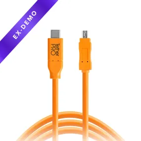 Tether Tools TetherPro USB Type-C Male to 8-Pin Mini-USB 2.0 Type-B Male Cable (15', Orange) (EX DEMO)