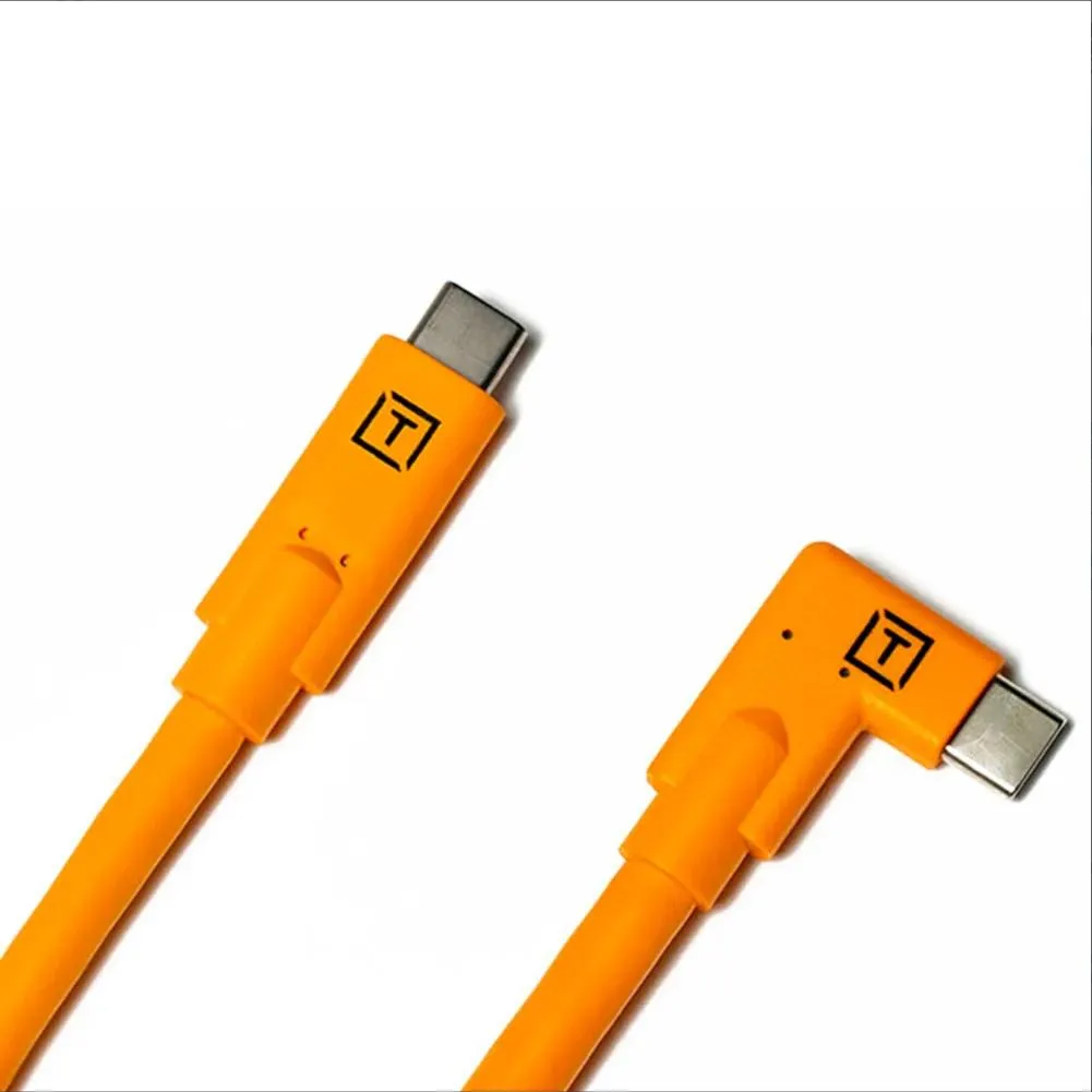 Tetherpro USB-C To USB-C Right Angle 4.6m - Hi Vis Orange (DEMO STOCK)