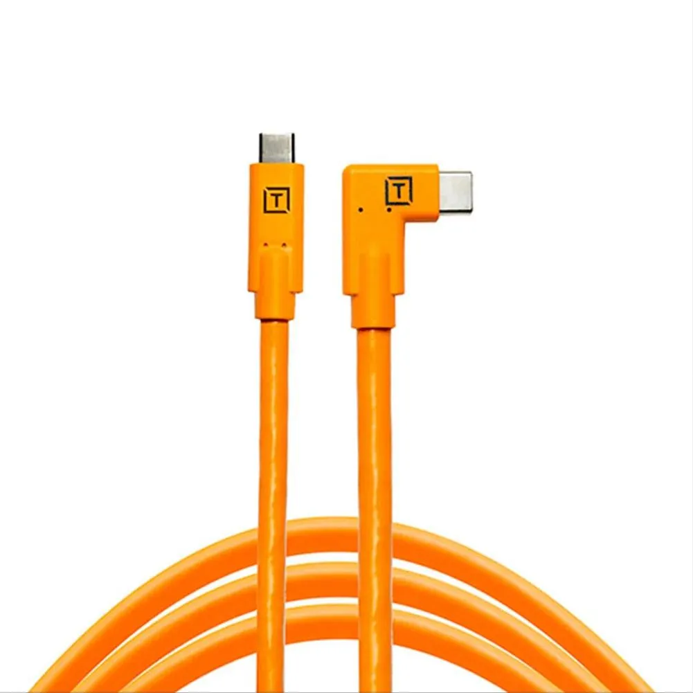 Tetherpro USB-C To USB-C Right Angle 4.6m - Hi Vis Orange (DEMO STOCK)