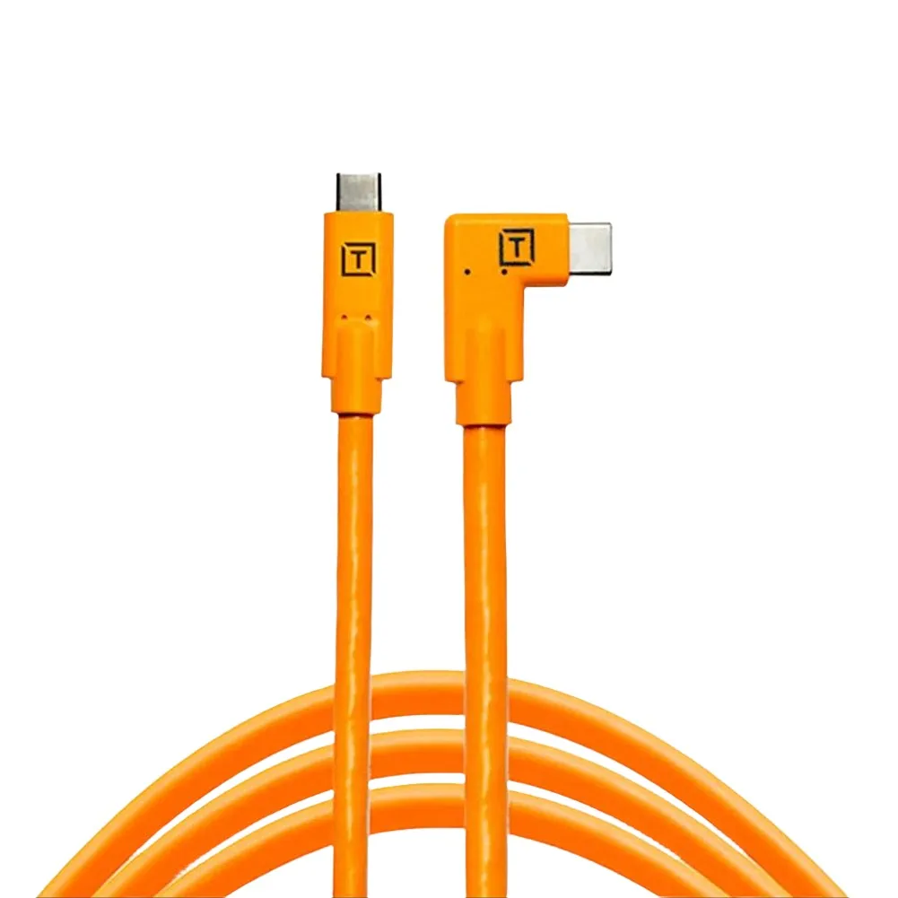 Tetherpro USB-C To USB-C Right Angle 4.6m - Hi Vis Orange