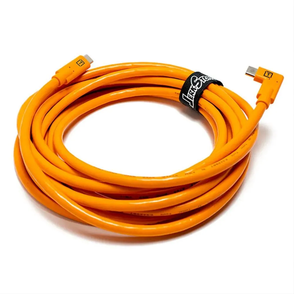 Tetherpro USB-C To USB-C Right Angle 4.6m - Hi Vis Orange
