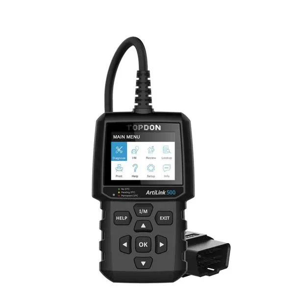 TOPDON - Artilink 500 - OBDII Diagnostic Scan Tool - O2 Sensor - 18V - 2.8" LCD - DTC Library Lookup - Live Data Monitoring