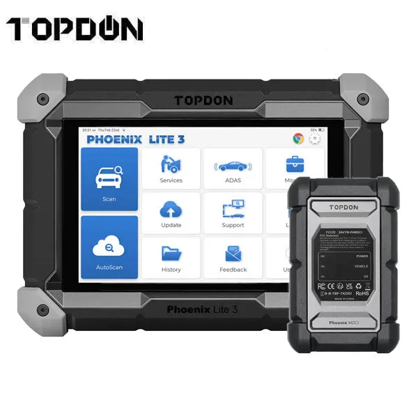 TOPDON - Phoenix Lite 3 - 8 inch OE-Level Scan Tool, Serv Funcs, Bi-Directional Controls