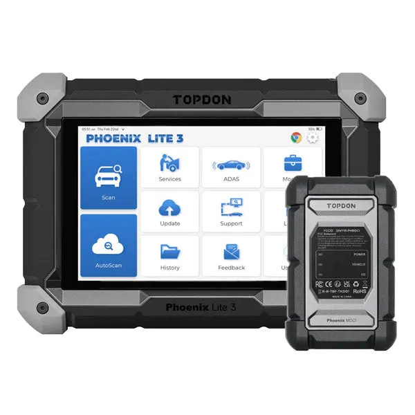 TOPDON - Phoenix Lite 3 - 8 inch OE-Level Scan Tool, Serv Funcs, Bi-Directional Controls