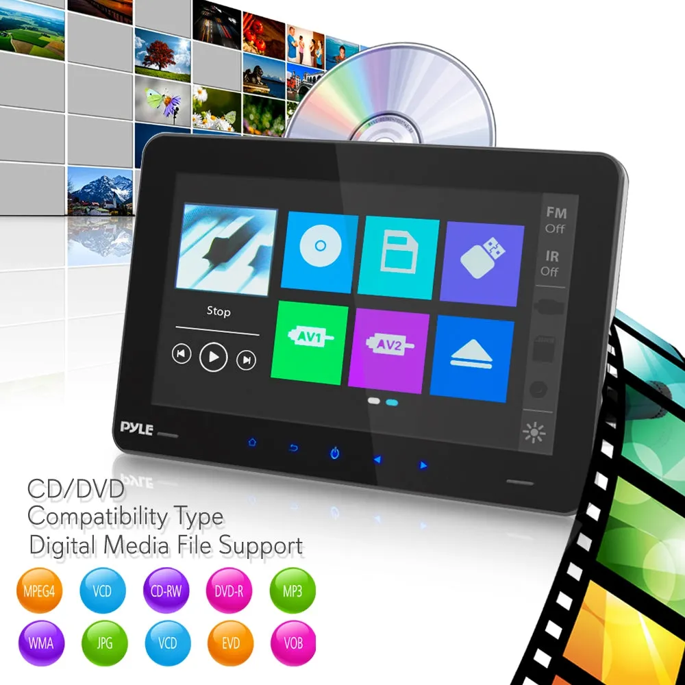 Touchscreen Cd/Dvd Player - Vehicle Headrest Mount Multimedia Entertainment System (9.4’’ -Inch Display)