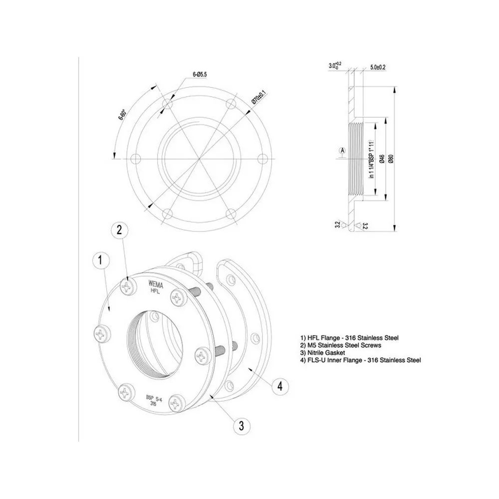 Wema Fuel Tank Stainless Steel Flange Kit