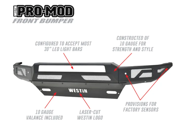 Westin 58-41005 Chevy Silverado 1500 2016-2018 Pro-Mod Front Bumper Non-Winch