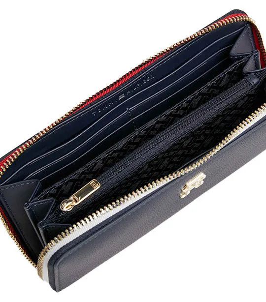 Women's Essential Signature Large Zip-Around Wallet Space Blue