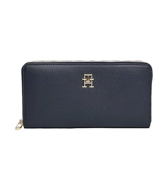 Women's Essential Signature Large Zip-Around Wallet Space Blue