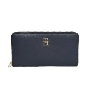 Women's Essential Signature Large Zip-Around Wallet Space Blue