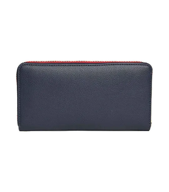 Women's Essential Signature Large Zip-Around Wallet Space Blue