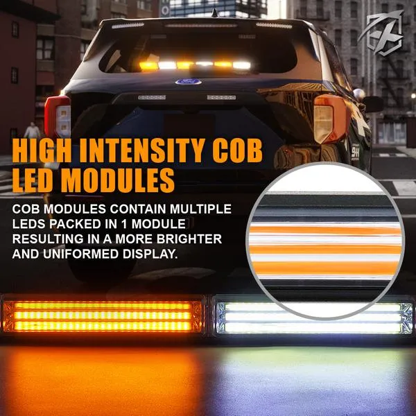 Xprite 35" G2 Warrant Series Traffic Advisor COB LED Strobe Light Bar - Red-Blue/White-Amber/Amber