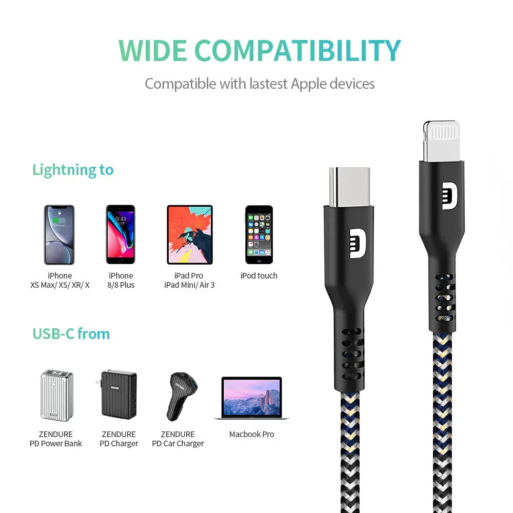 Zendure SuperCord USB-C to Lightning Cable | 1m (3.3 ft.) | MFi-Certified