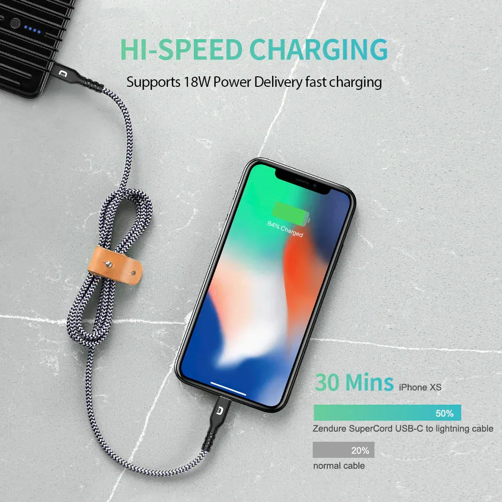Zendure SuperCord USB-C to Lightning Cable | 1m (3.3 ft.) | MFi-Certified